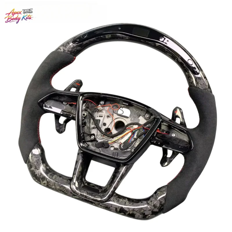 Suitable for Audi A6 S6 RS6 A7 Q7 S7 RS7 A8 S8 RS Custom LED Sport Light Forged Carbon Fiber Steering Wheel