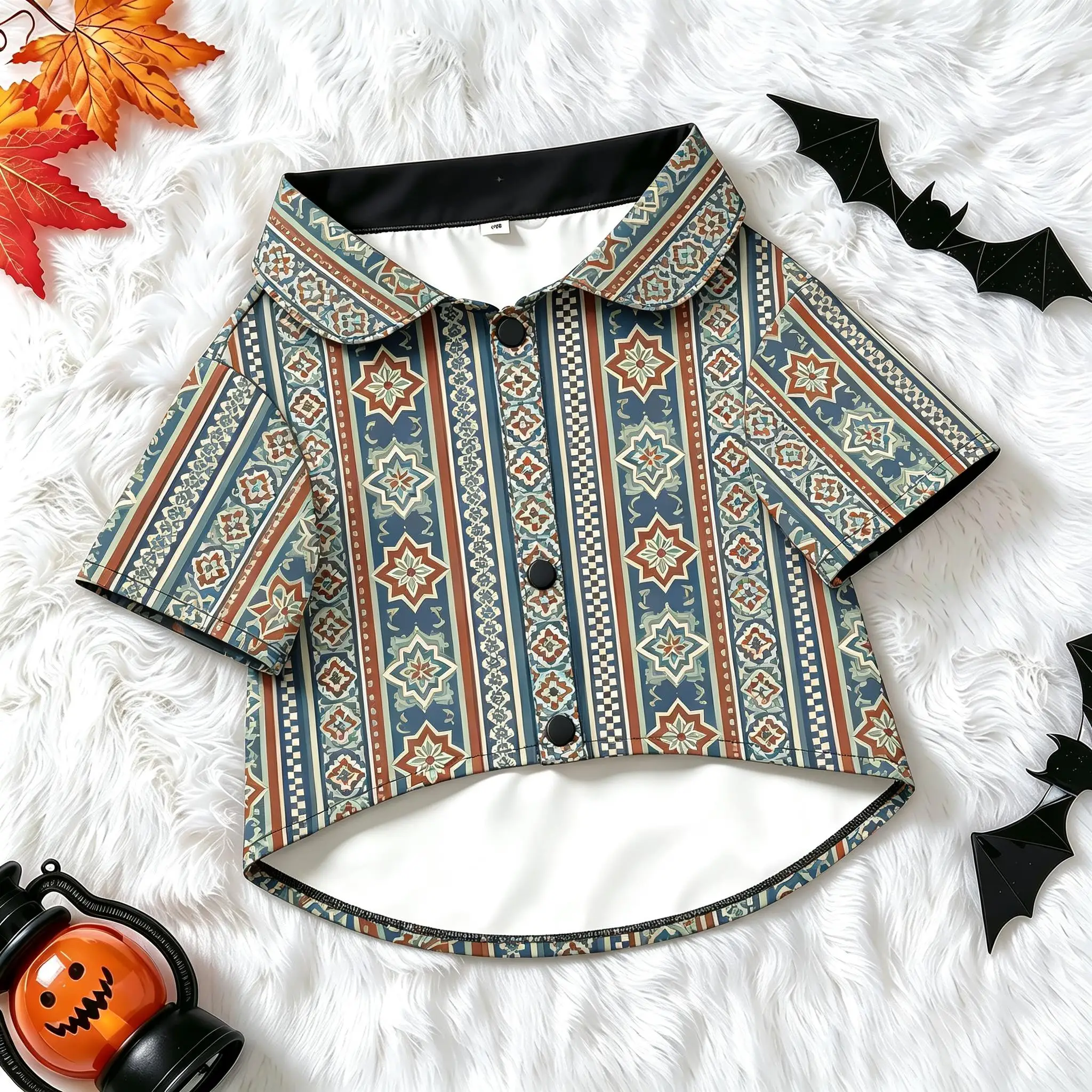 Pet Dog Shirt Pink Aztec Geometric Pattern Print Comfortable Button Up for Small Medium Dogs Bohemian Tribal Theme Daily Wear