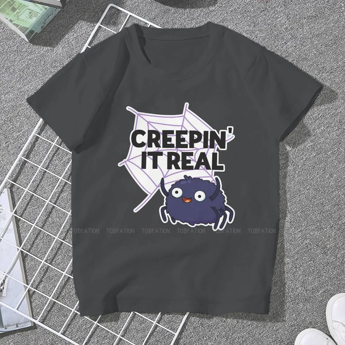 Creeping It Real Funny Halloween Harajuku TShirt  Scary Spider Animal Printing 4XL T Shirt Female Tee Special Gift Clothes