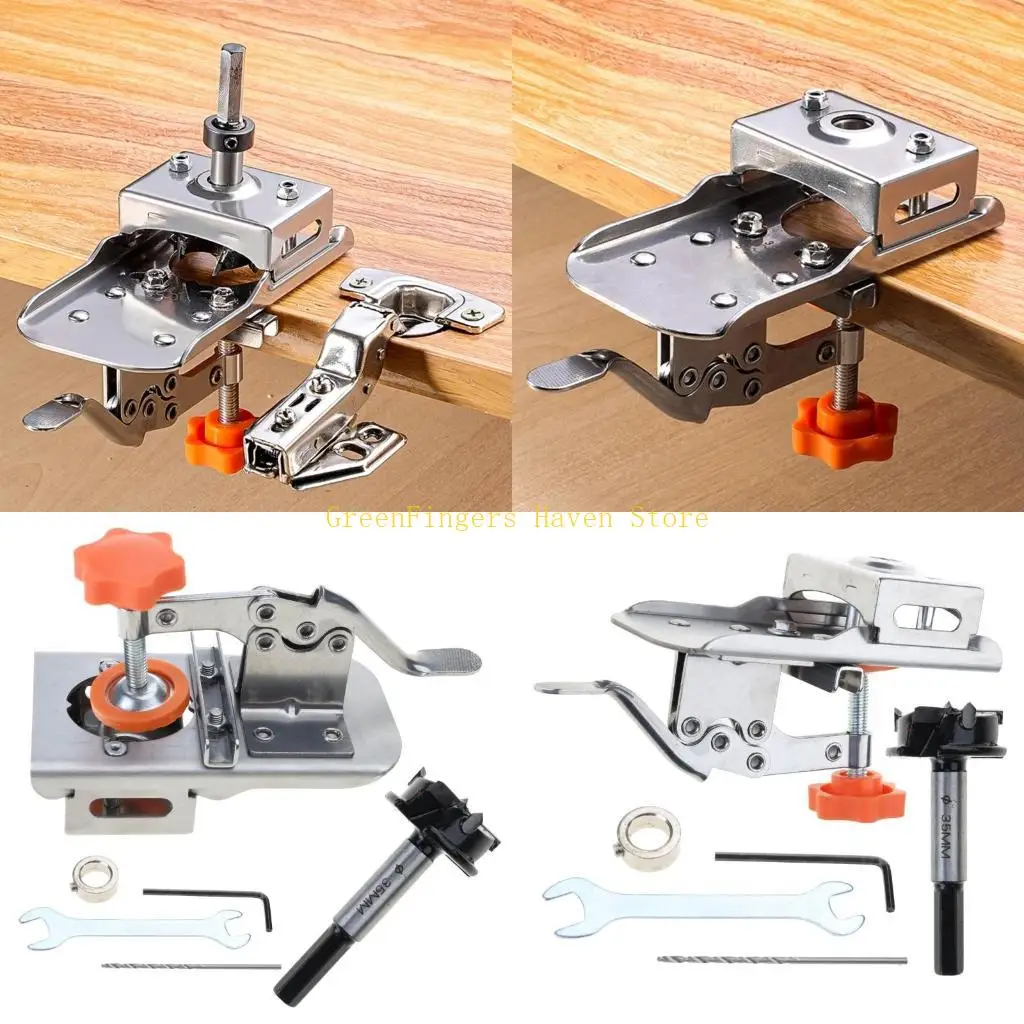 

F68D Woodworking Hole Opener and Guide 35mm Hinge Boring Jig Auxiliary Set For Door