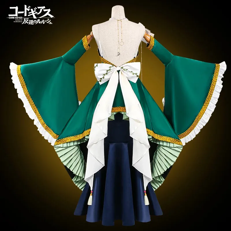 C.C.C.CODE GEASS Lelouch من التمرد تأثيري حلي هالوين كرنفال أزرق عميق المرأة مثير الطابق طول تنورة شعر مستعار الدعامة مجموعة