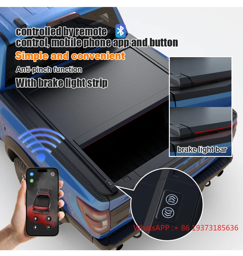 Zolionwil Aluminum Retractable Waterproof Roll up Electric Tonneau Hard Pickup Truck Cover for ford F150 Raptor