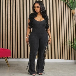 2024 Spring Summer Sexy Women Rompers Jumpsuit Solid Color Sleeveless Bodysuit Long Rompers Streetwear Overalls Jumpsuit