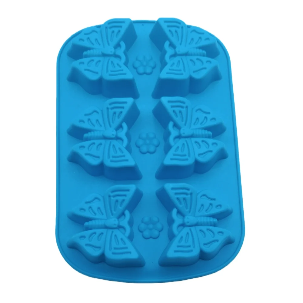 Butterfly Shape Silicone Cake Mold 6 Hole Chocolate Biscuit Jelly Pudding Handmade Soap Ice Tray Mold Insect Series Baking Tools