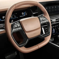 For SsangYong Torres (J100) 2022 2023 ABS Carbon Fiber Style Steering Wheel Panel Cover Bezel Trim Insert Badge Molding Garnish
