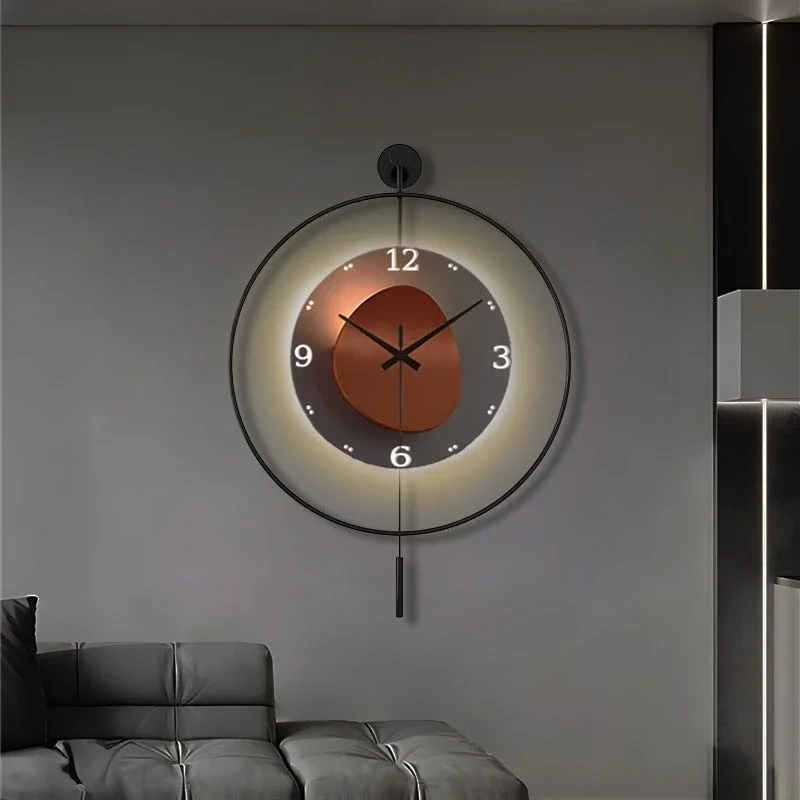 Watch clock hanging wall living room punch-free wall clock pasted high-grade decorative TV wall mute grid clock