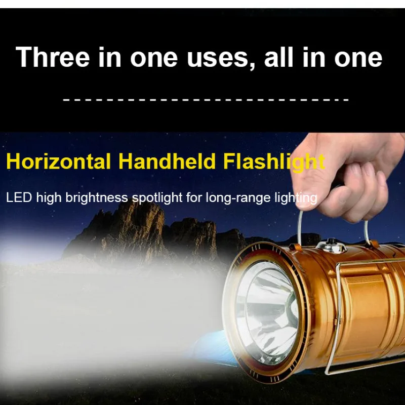 Multifunctional emergency solarpowered portable camping lights with rotating star feature