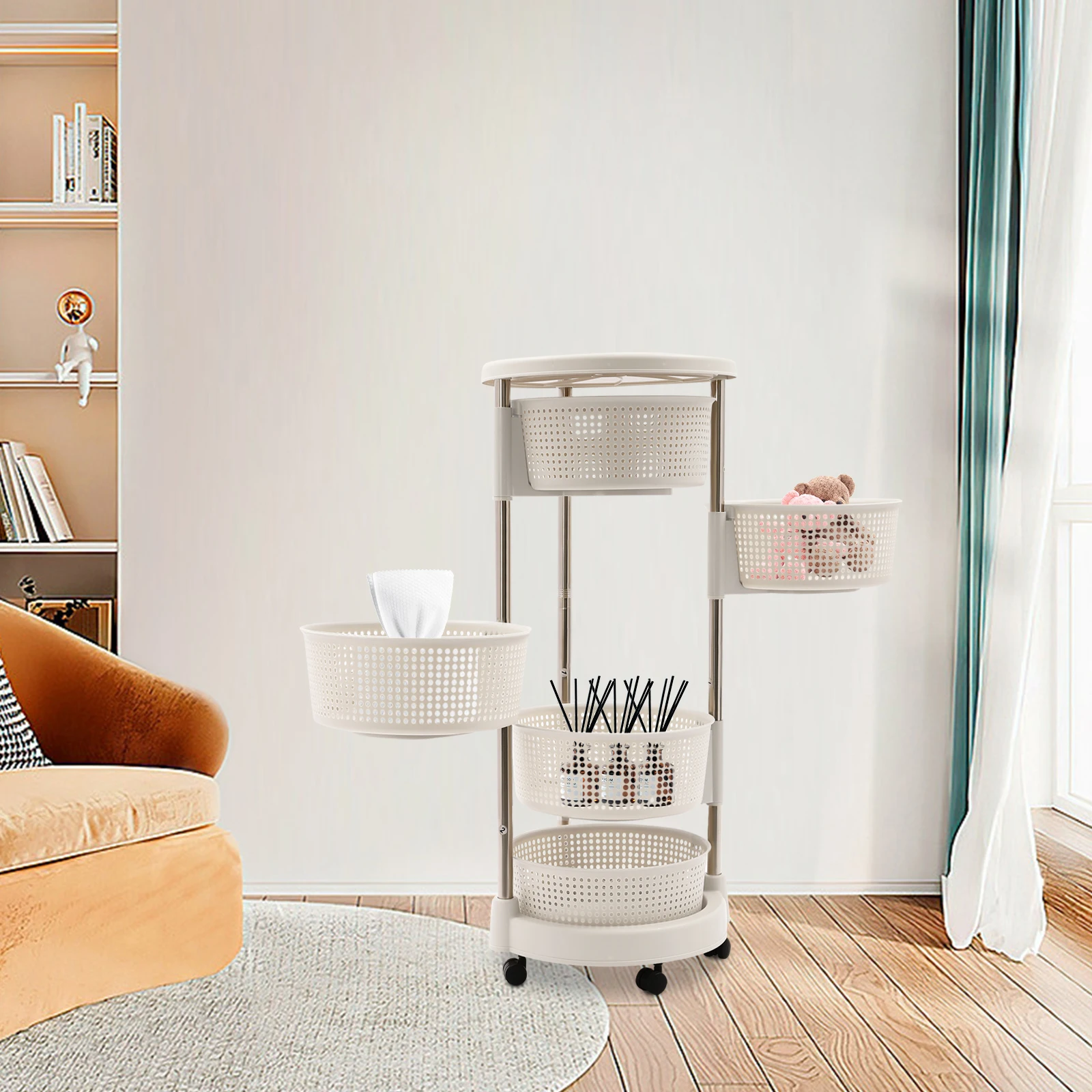 منظم سوزان كسول دوار 5 طبقات مع 360 درجة ° عربة تخزين متنقلة دوارة مع عجلات لسهولة الوصول إلى المطبخ #5