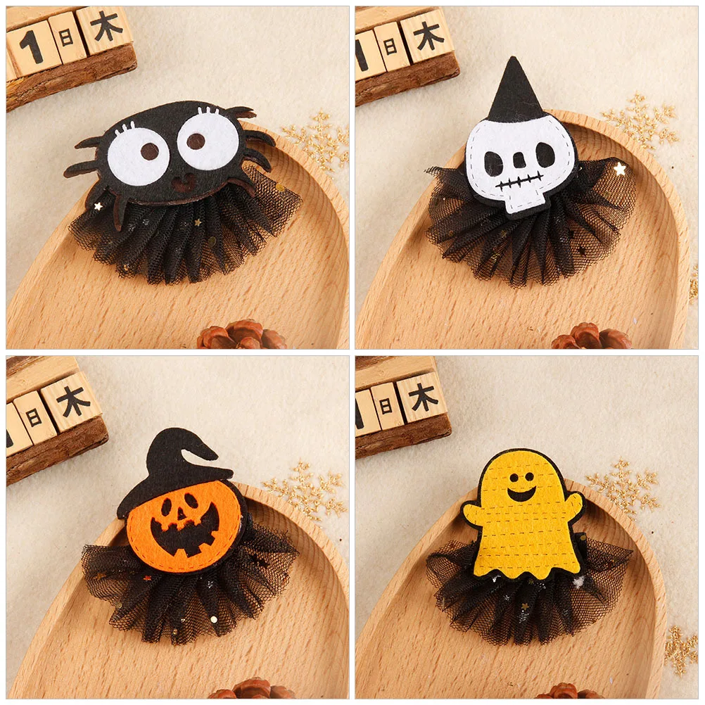

4Pcs Halloween Hair Clips Unique Fabric Metal Hairpins Halloween Party Hairpins Creative Hair Accessories for Women