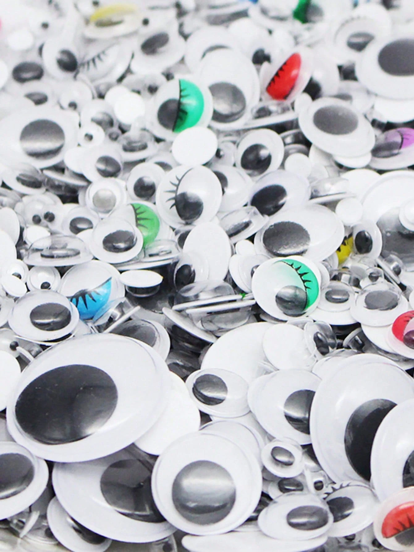 Olhos móveis DIY artesanais, olhos de boneca criativos, tamanho múltiplo disponível, cor preta, 1 pacote = 100pcs, 1 pacote, 2 pacotes