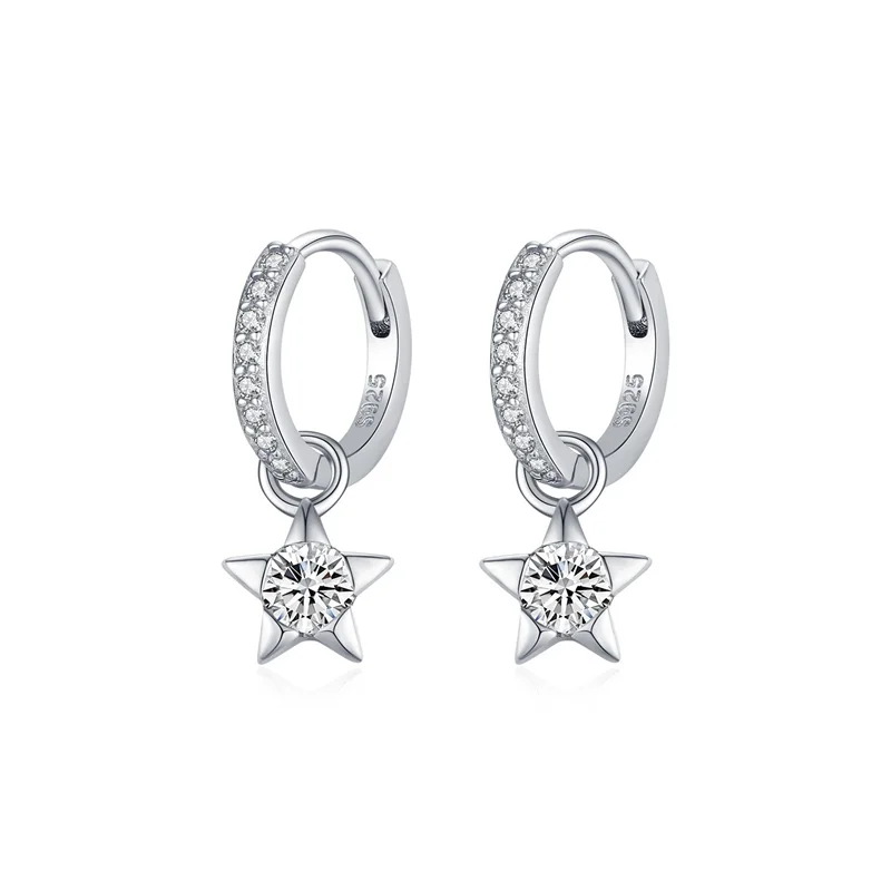 

ZFSILVER модные классические серьги из серебра 925 пробы с модным муассанитом, висячие серьги со звездами, подвески, женские аксессуары, ювелирные изделия, подарки MSE0104