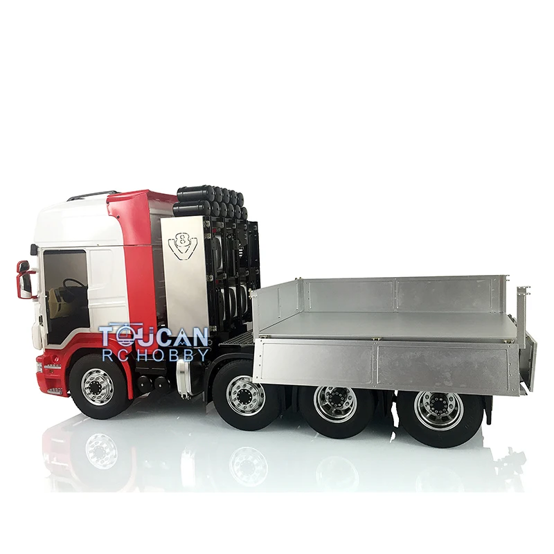 1/14 8x8 LESU RC Tractor Truck Kits Painted Car Model Metal Chassis W/ Equipment Rack Light Sound Servo 540 Motor Cabin Hopper