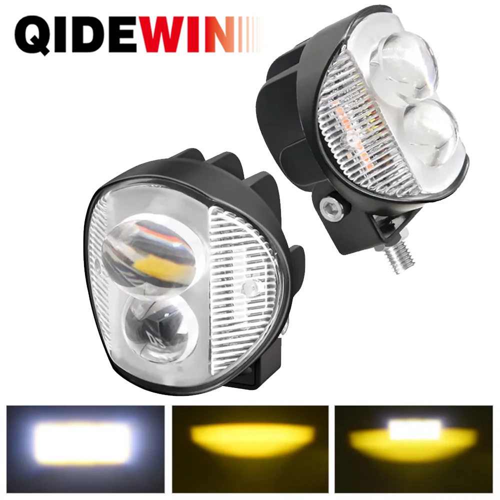 Mini Motorcycle LED Fog Lights 15W Dual Flashing Yellow White Red Blue Spotlight IP67 Aluminium Plastic Visibility Enhancer