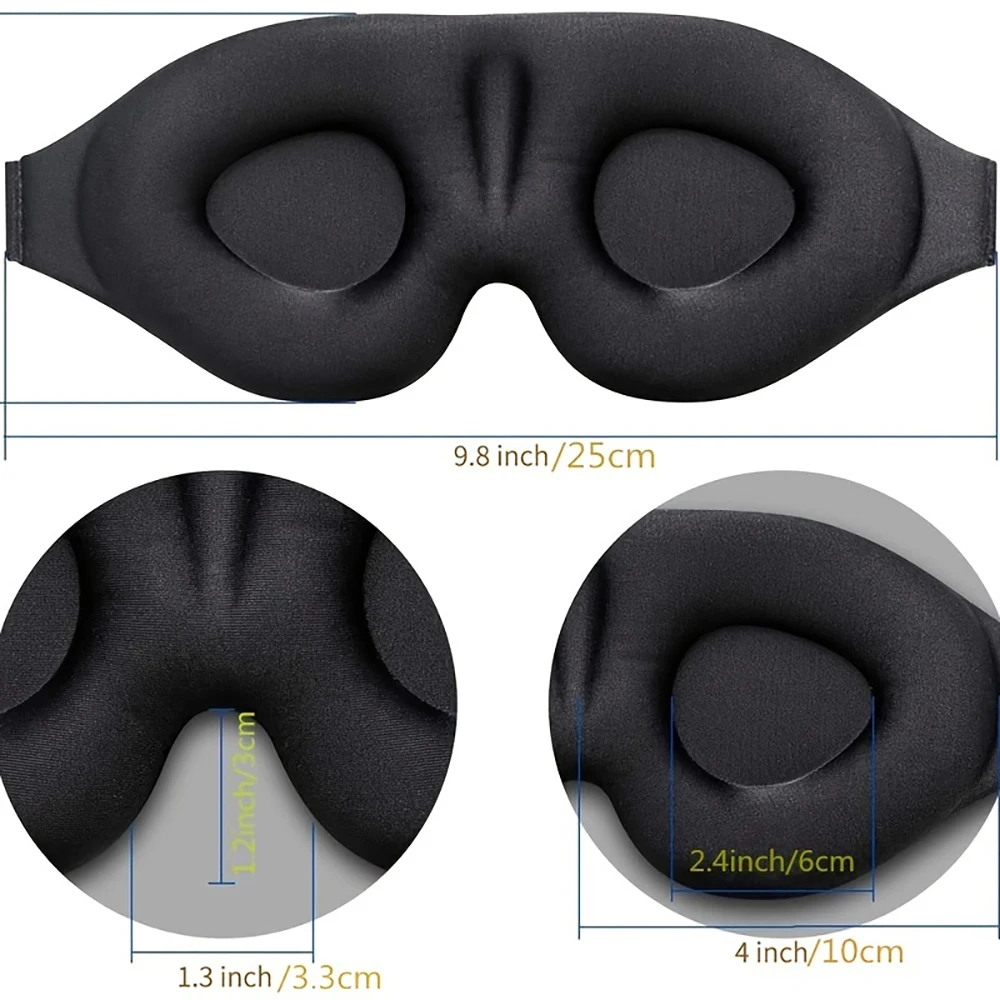 3D Eye Mask Adjustable Suitable for Men and Women with No Pressure on the Eyes Breathable and Light Blocking Eye Mask Black