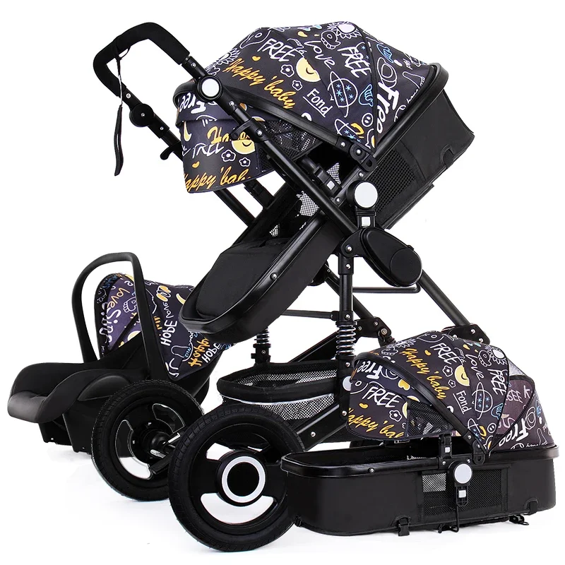 Luxury Baby Stroller 3 in 1 with Cradle Portable Reversible High Landscape Baby Stroller Hot Mom Pink Stroller Travel Pram