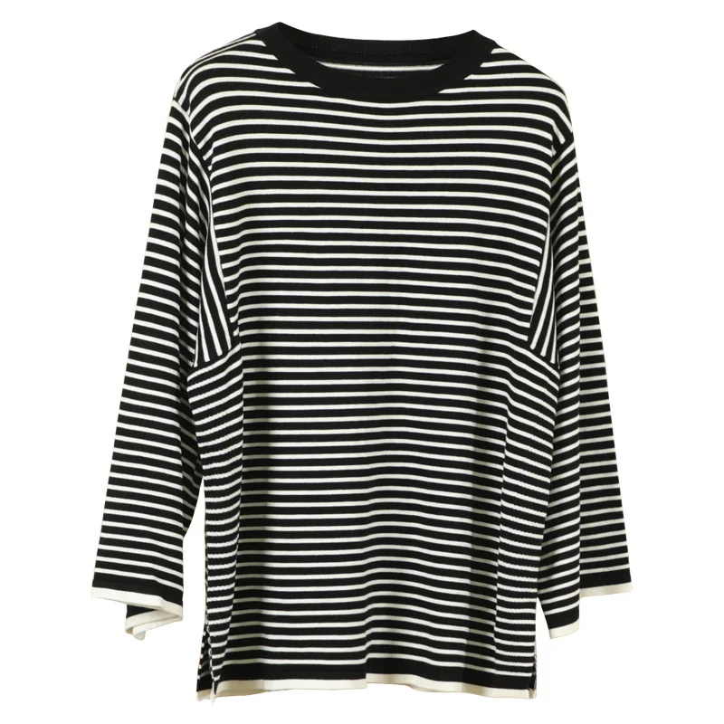 

Свободная трикотажная основа irt в корейскую полоску, круглая Ne, женская мода для колледжа, длинное свековое волокно из полиэстера, весна-осень