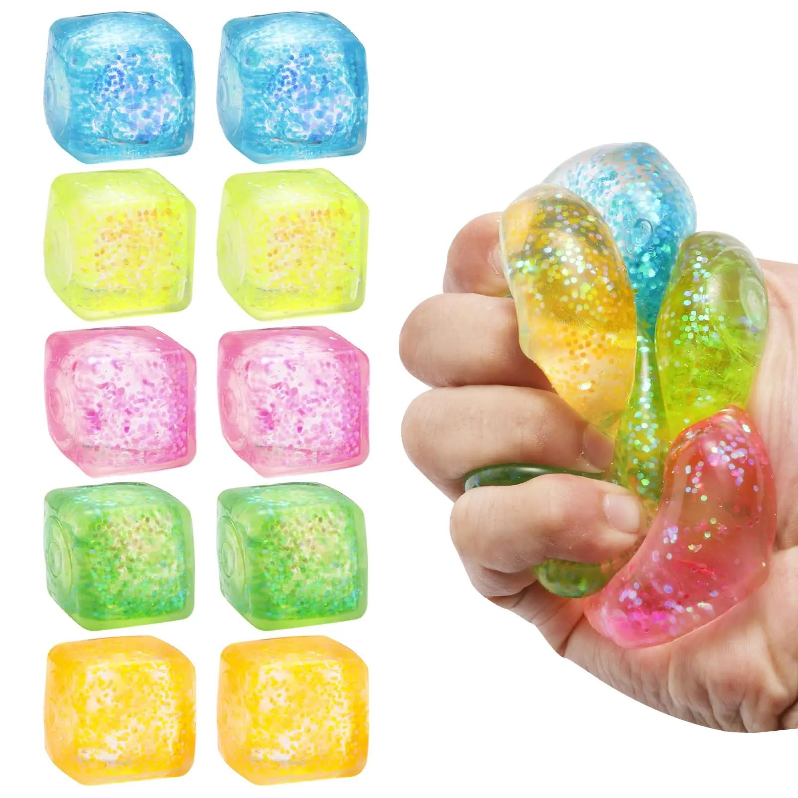 5-100pcs Cubos de Estresse Bolas Antiestresse para Adultos e Crianças, Brinquedos Sensoriais para Alívio de Ansiedade e Estresse, Elásticos