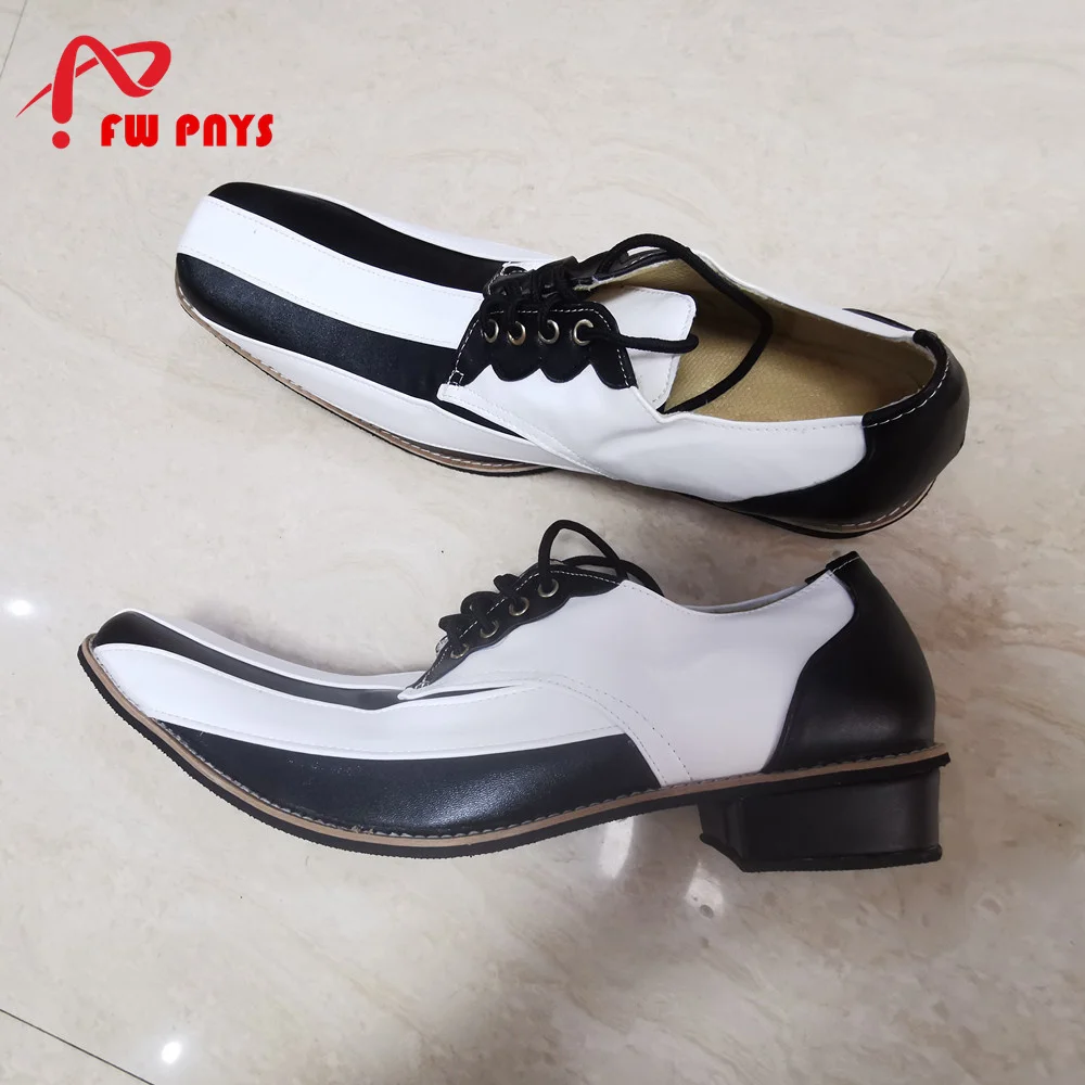 36cm PU B ‌ fehlt weiße Clown-Schuhe mit spitzer Zehenpartie für Erwachsene, freie Größe, Club-Zirkus-Gefälligkeiten, Joker-Schuhe, Anime, Halloween, Karneval, Party