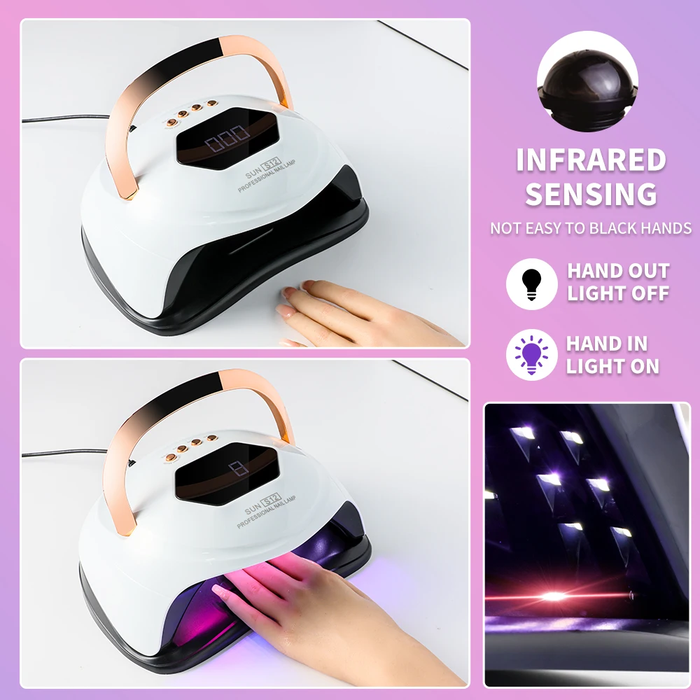UVランプSUN S12プロフェッショナルジェル硬化ランプ、42個のLEDビーズ、自動センサーLCDディスプレイと4タイマー付きネイルランプ、ネイルアート用