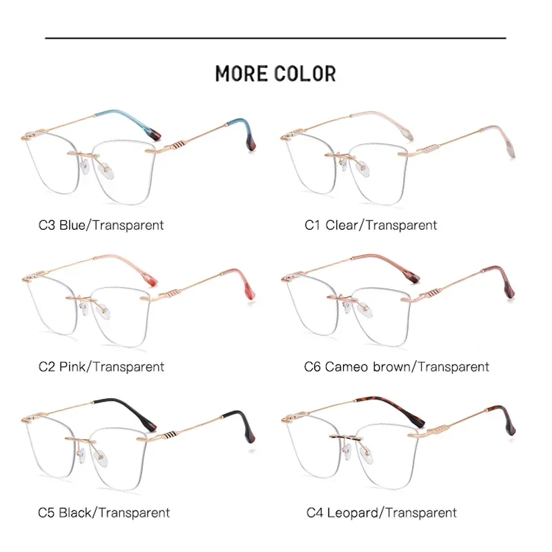 

Винтажная оптическая оправа «кошачий глаз» без оправы, женские прозрачные линзы с блокировкой синего света, модные металлические очки для женщин