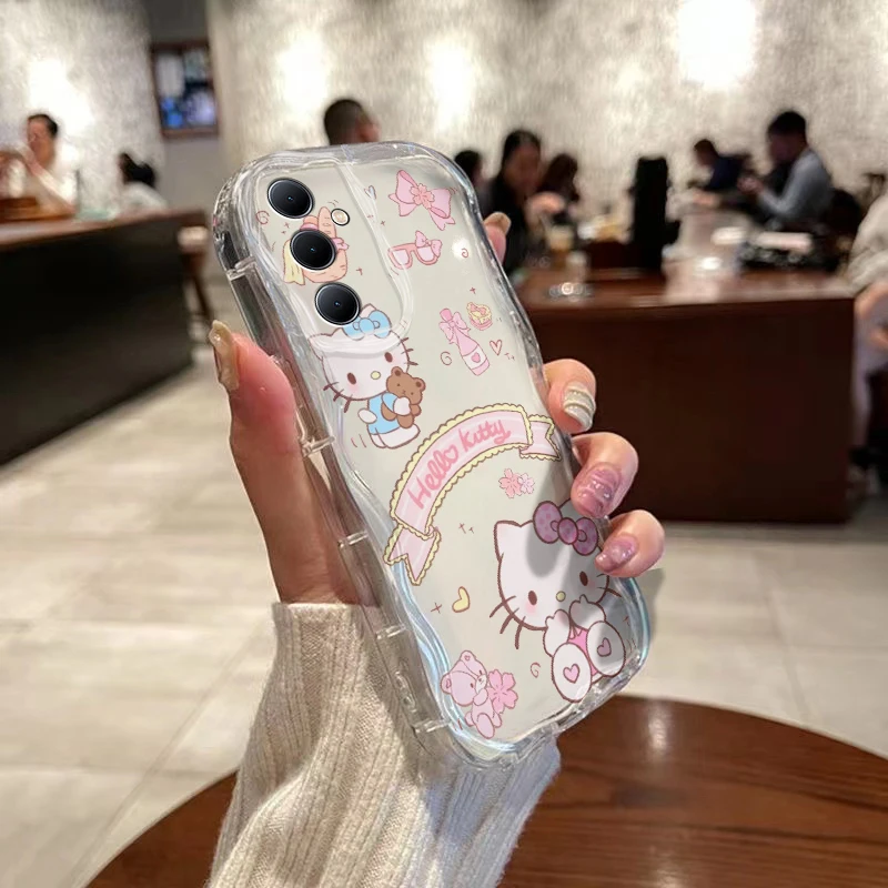 Hello Kitty Cinnamon dog 3D Wave Case For Samsung A73 A72 A71 A55 A54 A53 A35 A34 A33 A25 A24 A23 A15 A14 A13 A05 A04 A03 4G 5G