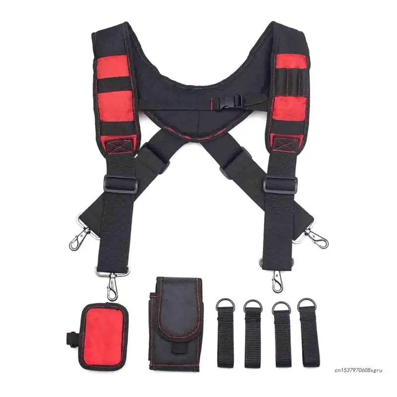 

Tool Belt Suspenders Work Suspenders Flexible Adjustable Straps with Moveable Padded Shoulders with 4 Loop Attachments