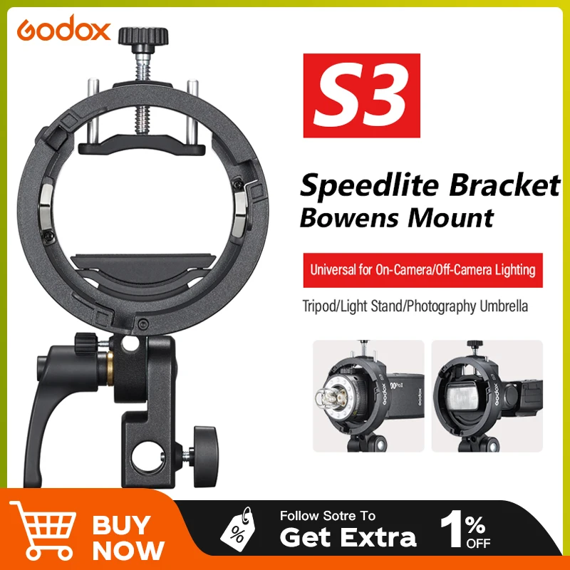 

Godox S3 S-type Speedlite Holder Bracket Bowens Mount for Godox V100 V860II AD200 AD300 Speedlite Flash Photography Accesseries
