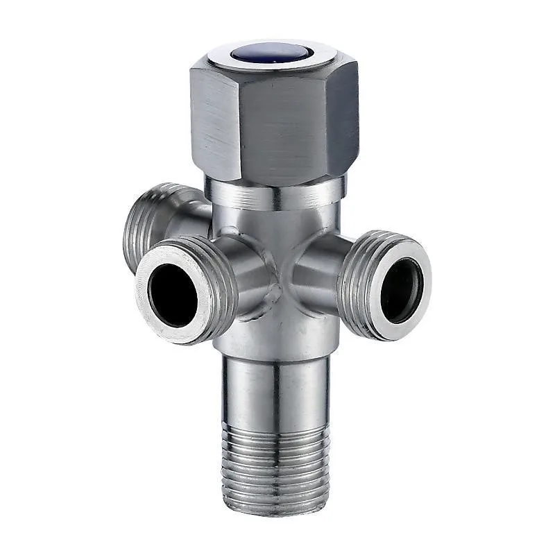 

304 Stainless Steel Triangle Valve Three Way Four Way Heater Toilet Diverter Switch Brushed Nickel