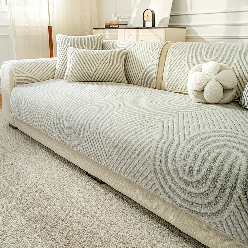 Comfortable Cotton Velvet Sofa Cover Autumn Winter Warm Anti Slip Home Soft Clothing Protective Cover Cloth Soft Skin Friendly