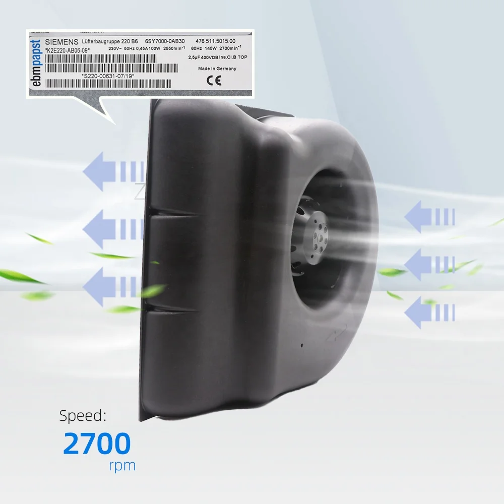 K2E220-AB06-09 230V AC 0.45A 100W 2550RPM 220mm IP44 العاكس منفاخ الهواء التهوية مراوح التبريد الطرد المركزي #3