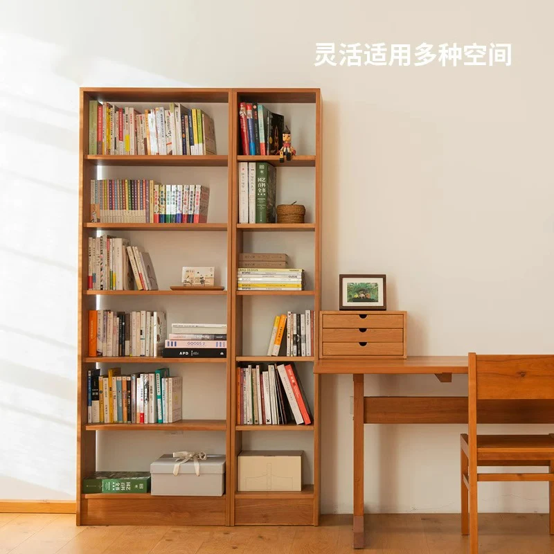 Combination bookcase, solid wood storage study living room whole wall black walnut cherry wood