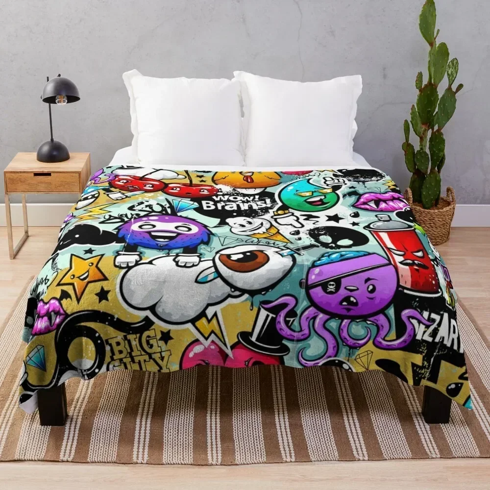 

funny streetart graffiti Throw Blanket Cozy Sofa Blanket for TV Watching Napping