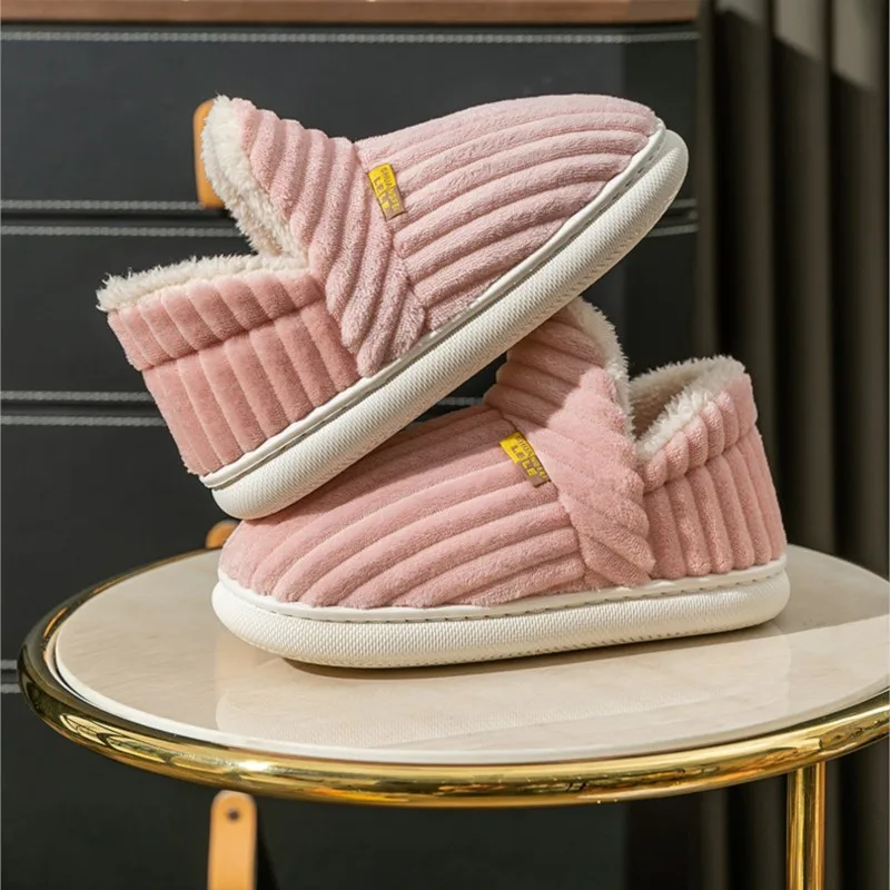 New Winter Plush Slippers for Women New Comfort Keep Warm Home Cotton Shoes Outdoor Simple Solid Color Adult Casual Slippers