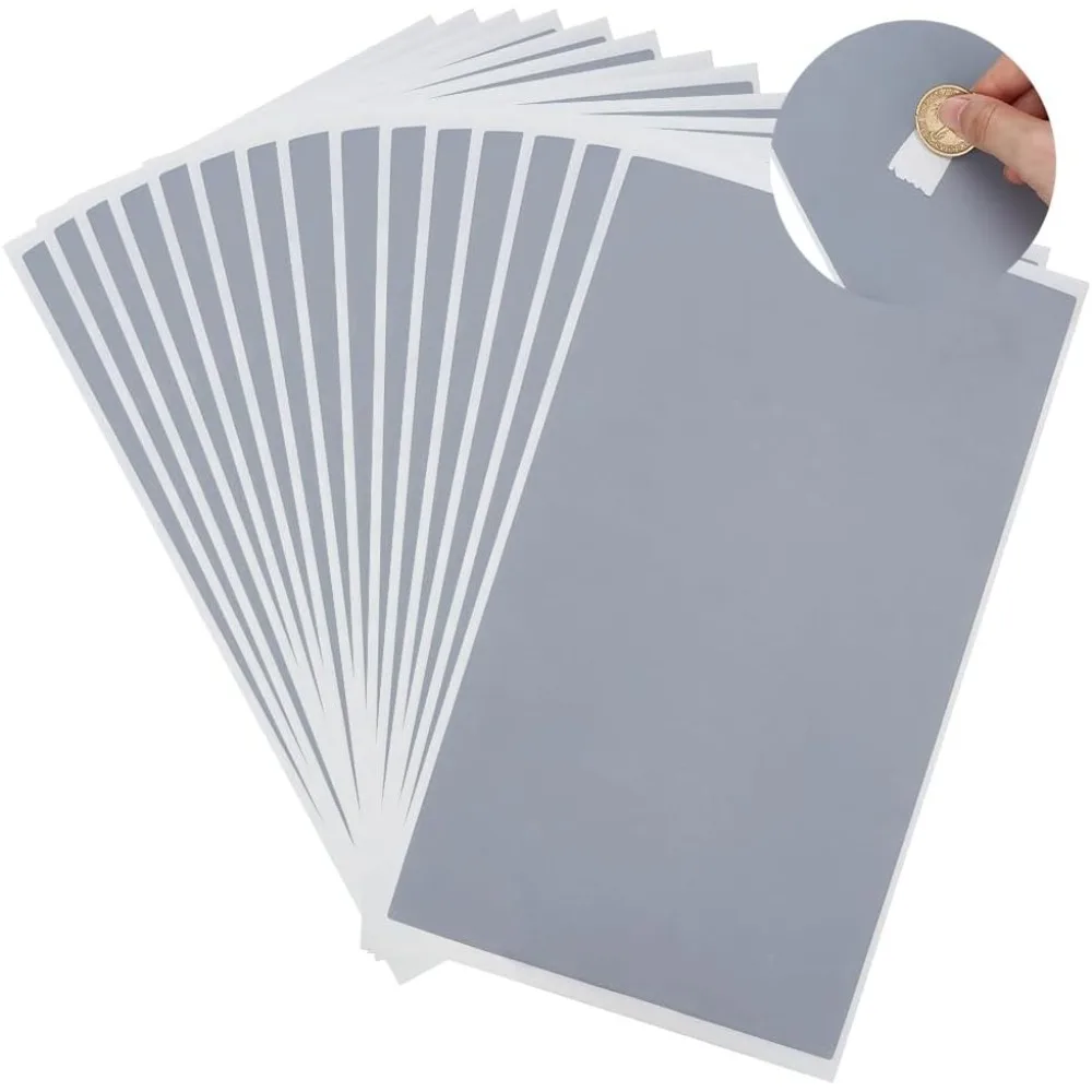 Paper Coated Scratch Off Film Password Sticker DIY Scraping Award Card Rectangle Gray 221x115x0.2mm Sticker: 210x110mm