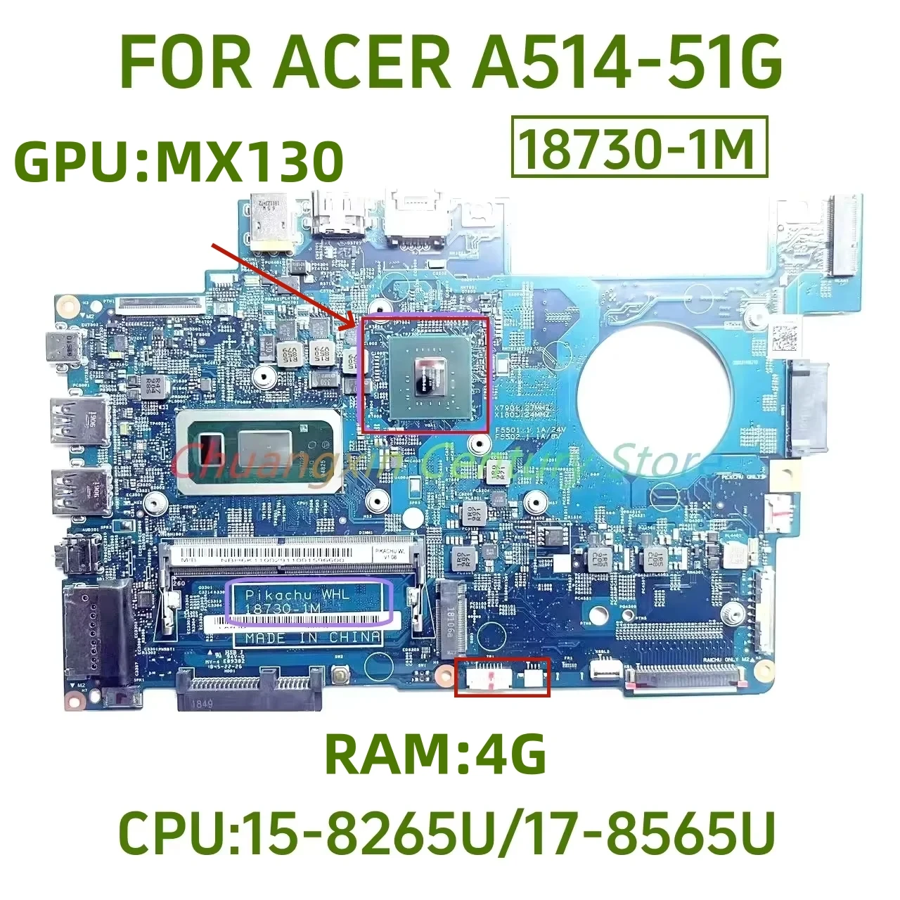 

18730-1M motherboard suitable for ACER A514-51G laptops with I5 I7-8TH CPU MX130 2G GPU 4G RAM 100% tested and shipped