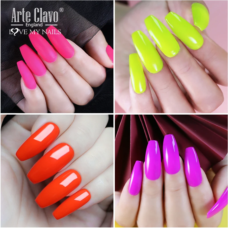 Arte Clavo Gel Nail Polish 15ml Neon Colors Semi Permanent Manicure Nail Art Gel Varnishes Hybrid Base Top Coat For Gel Polish