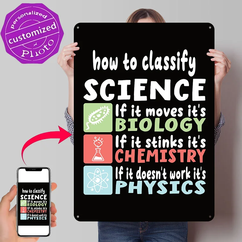 How to Classify Science Funny 3D Texture Metal Poster Customized Wall Art Tin Sign Gift for Mancave Room Decorating Interior