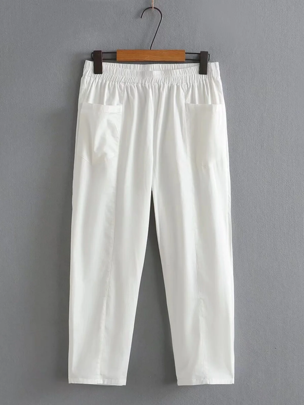 Pantaloni Harlan in vita elastica allentata semplice Pantaloni dimagranti a nove punti primavera da donna di grandi dimensioni OS206 Casual comodi