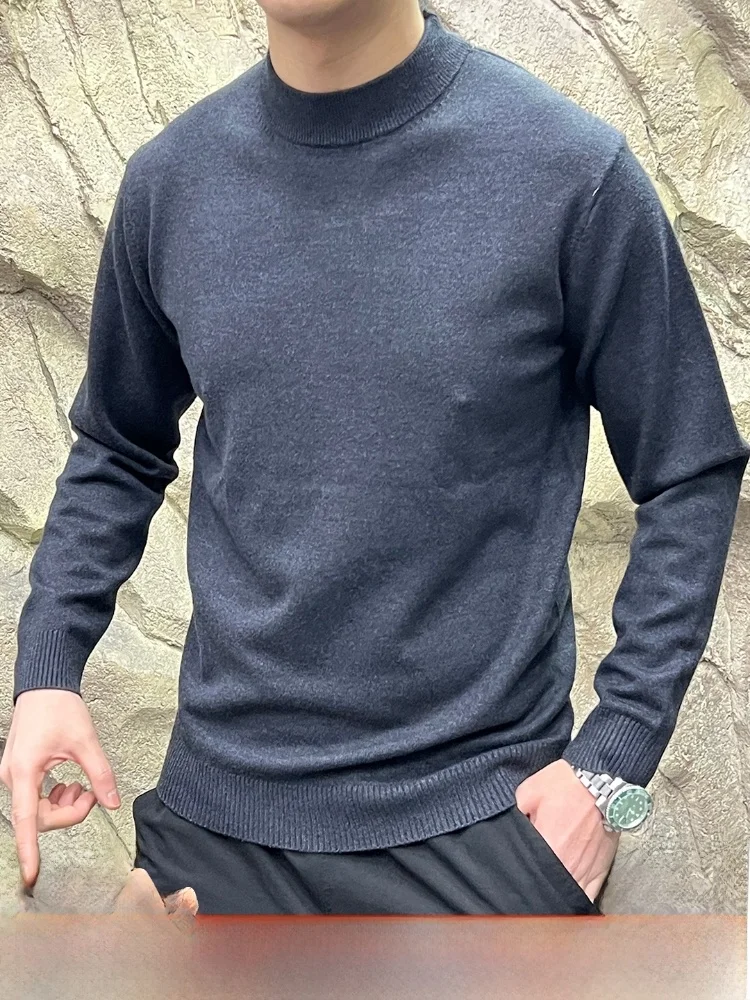 

Soft Skin-friendly Men's Knitted Base Layer Sweater f High Collar Autumn Winter Casual Sle Polyester Viscose Nylon Blend