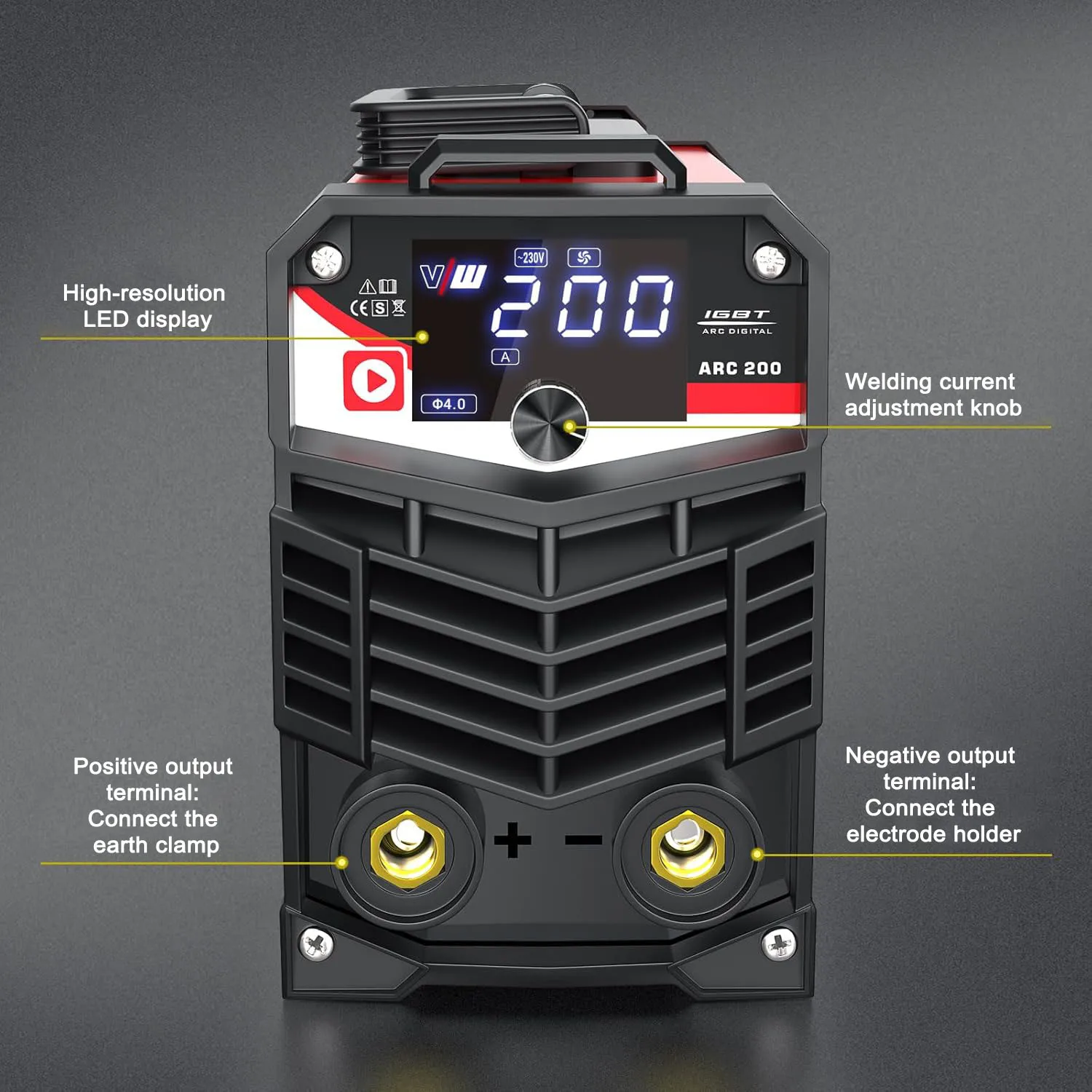 VECTOR WELDING Manual Welding Machine 200A MMA Stick IGBT Welding Machine 220V Portable Home Equipment LED Welder Tools ARC200D