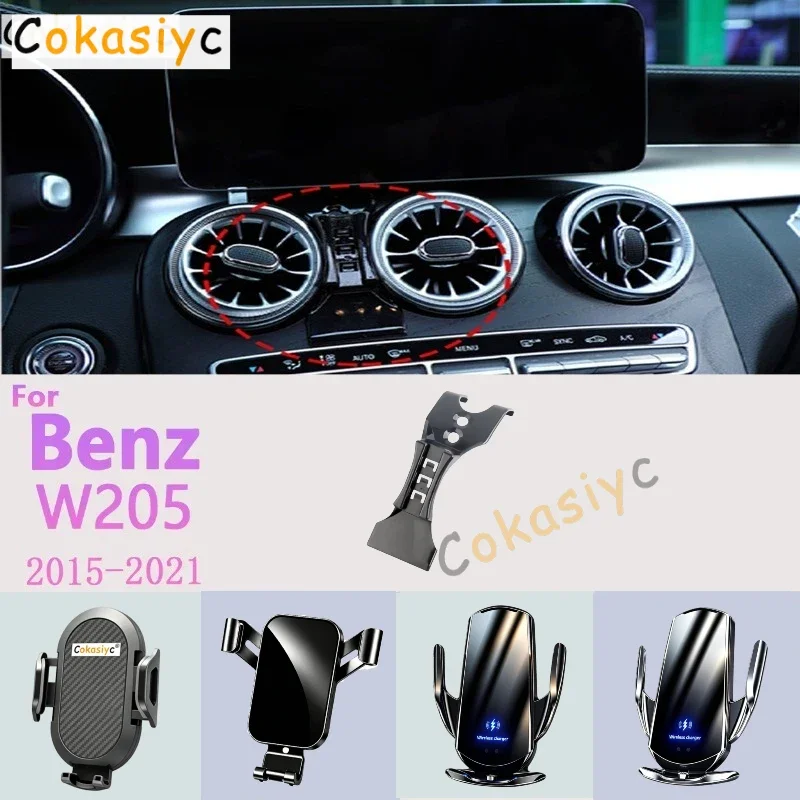 Suporte de Telefone para Carro para Benz C200 260 300 W205 2015 2016-2021, Suporte para Celular, Acessórios de Carro com Carregamento Sem Fio