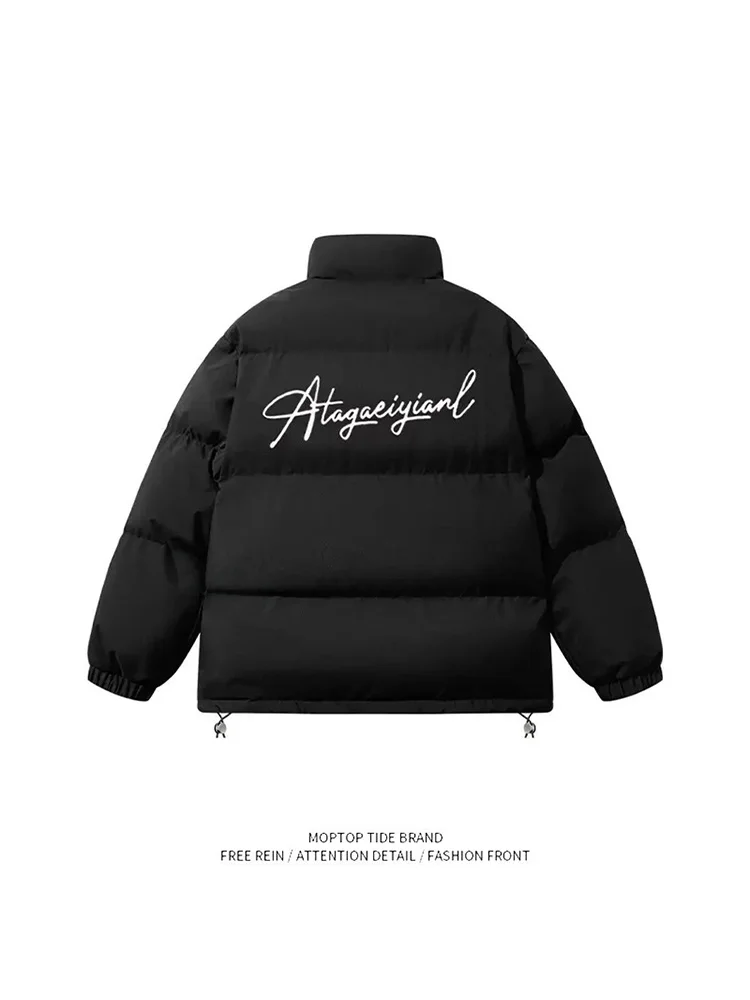 

Mr. WH Trendy Brand Thiened Winter Jaet Men's Bread Sle Warmth Cotton Coat Youth Casual Polyester Fiber Fill Coat