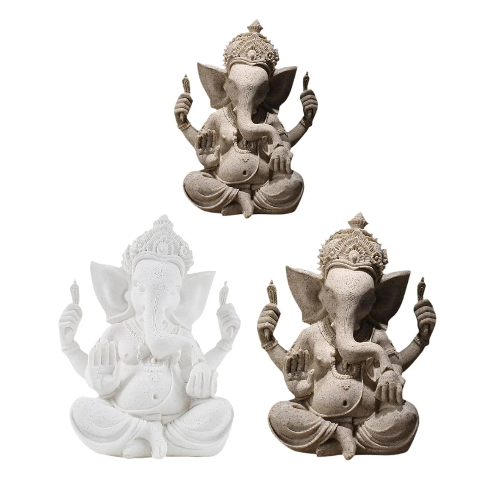 Ganesha Statue Lord Ganesh Figurine Gift Meditation Desktop Farmhouse Handmade Office Car Hindu Elephant God Buddha Decor