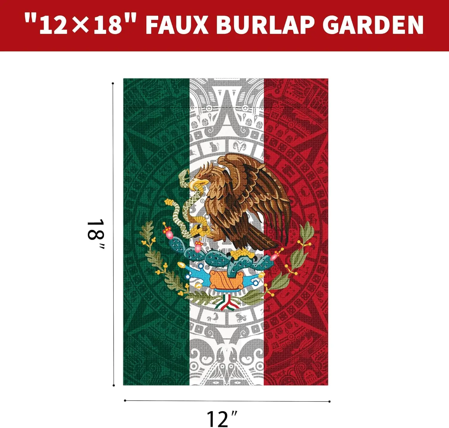 Mexico Garden Flag 12X18 Inch Mexican Burlap Flag for Garden Yard Room Outdoor Decor WWP