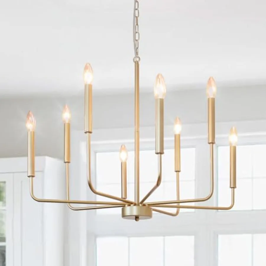 8-Light Farmhouse Chandelier: 29.5 Inch Rustic Candle Chandelier - Modern Industrial Hanging Chandeliers for Dining Room Kitche