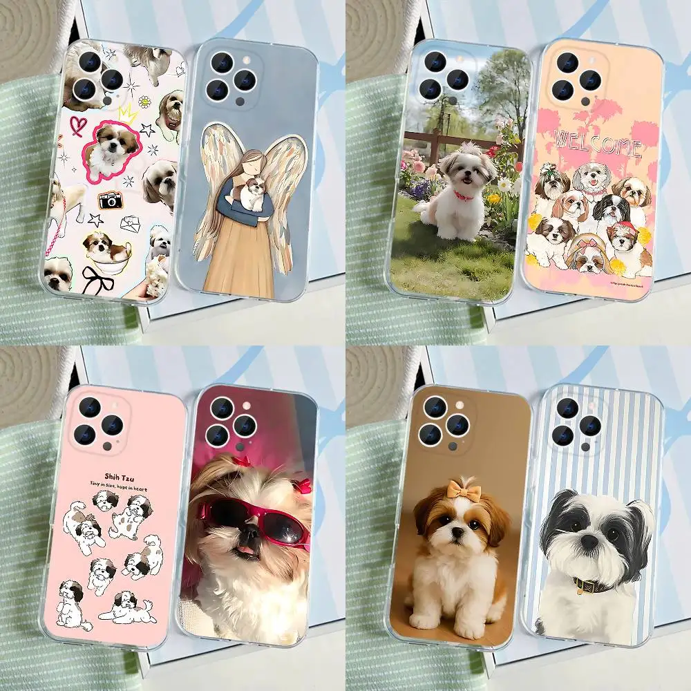 Casing Ponsel Anjing Shih Tzu untuk iPhone 17,16,15,14,13,12,11 Pro,Max,Plus,X,XS,XR,SE4,E Mini Transparan Lembut