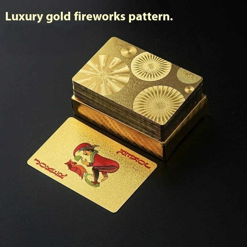 Waterproof Washable PVC Plastic Poker Cards Premium Gold Colored Thick Metal Design Specialty Deck