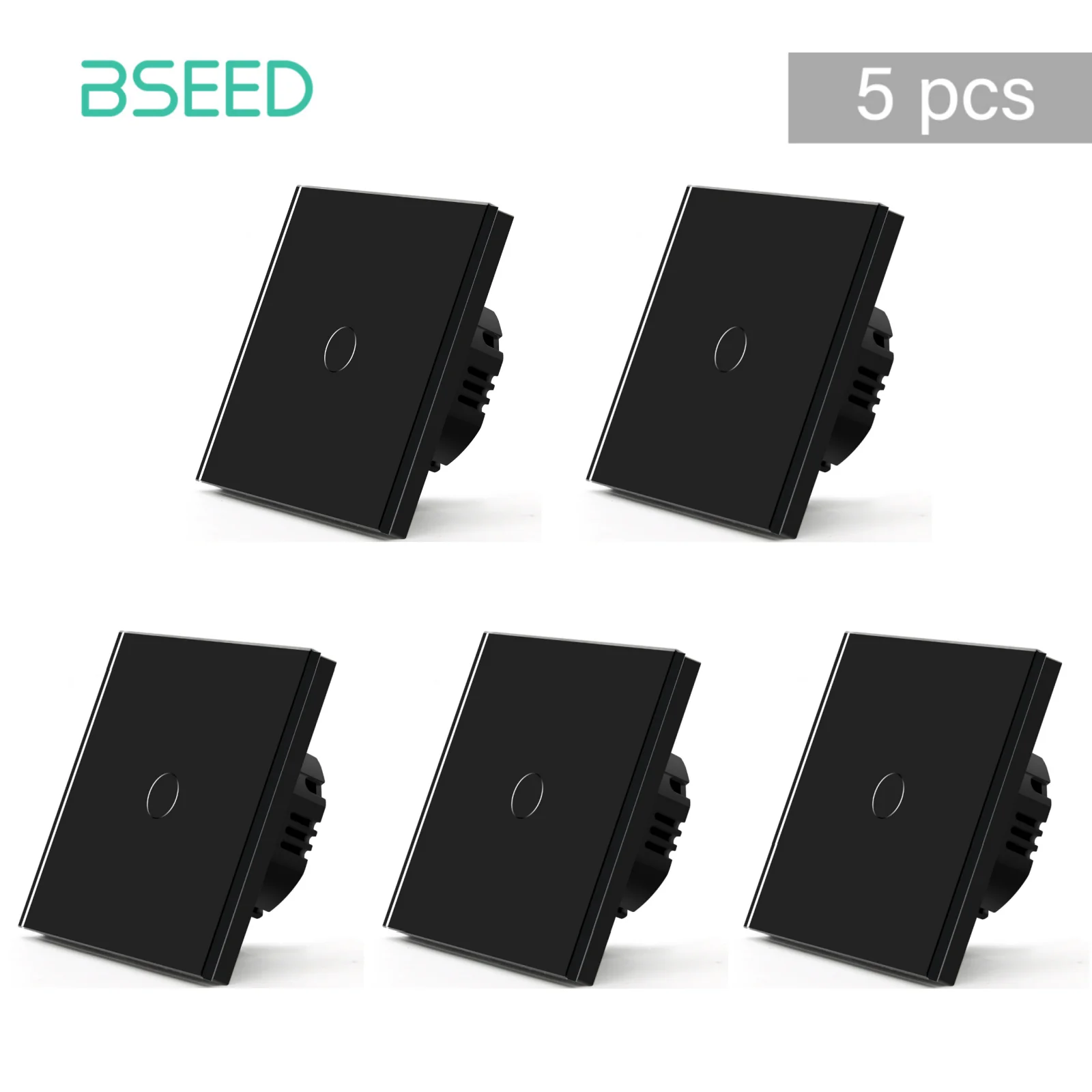 BSEED Touch-schakelaars 1/2Gang 1-weg wandlichtschakelaars Glas sensorscherm Thuisschakelaars Blauwe LED-achtergrondverlichting EU-norm