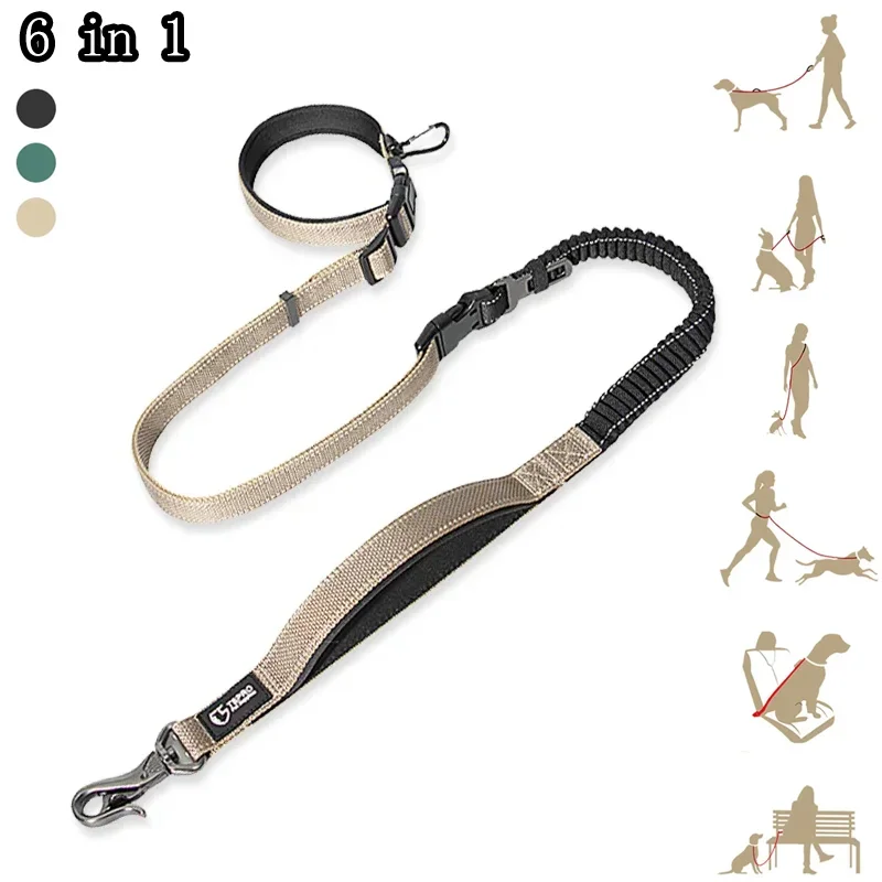 6 in 1 Multi-functional Dog Leash Large Dog Explosion-proof Flush Walking Dog Running Accompanying Leash Hands Free Pet Supplies