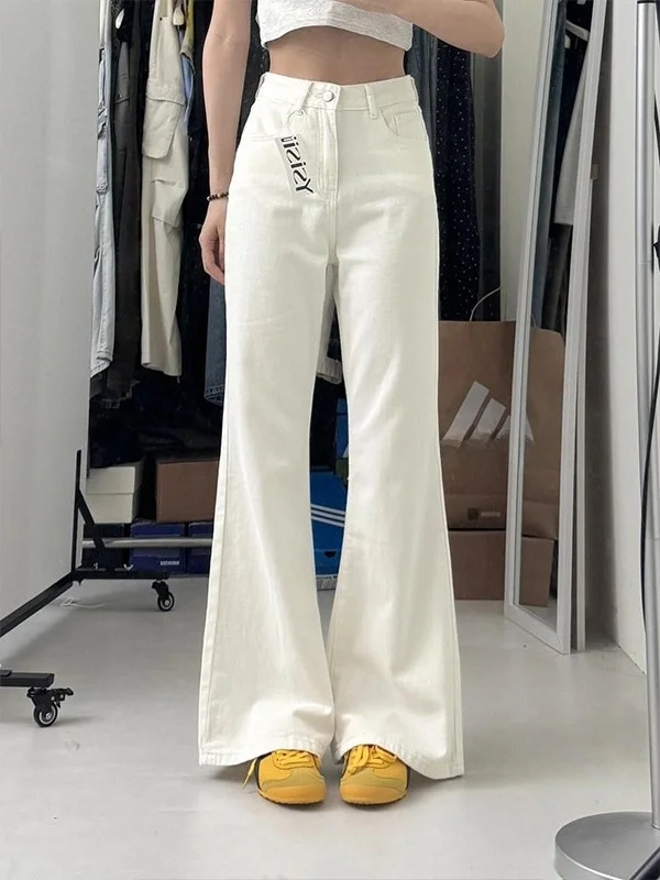

plus Size 300 Pou White Knife Straight Leg Micro Flared Jeans ex Summer Couples Wide Leg Floor Length Pants